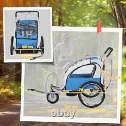 Bike Trailer 2 Seater Bicycle Baby Child Carrier Canopy Storage Steel Frame
