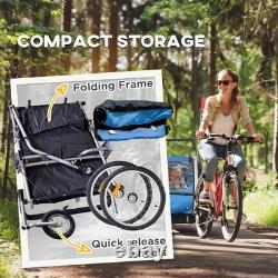 Bike Trailer 2 Seater Bicycle Baby Child Carrier Canopy Storage Steel Frame