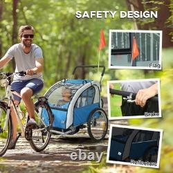 Bike Trailer 2 Seater Bicycle Baby Child Carrier Canopy Storage Steel Frame