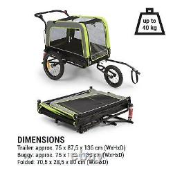 Bike Trailer Cargo 2-in-1 Transport bycicle cart foldable luggage carrier Green