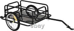 Bike Trailer Cargo in Steel Frame, Extra Bicycle Storage Carrier with Hitch