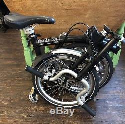 Brompton M3L Black 3 Speed, mudguards, front carrier block Just Serviced