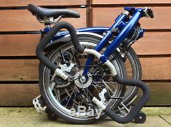 Brompton P-type P6r Blue Carrier 6 Speed Dyno Folding Bike Worldwide Postage