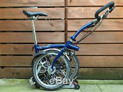 Brompton P-type P6r Blue Carrier 6 Speed Dyno Folding Bike Worldwide Postage