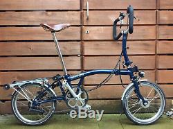 Brompton P-type P6r Blue Dynamo Carrier 6 Speed Folding Bike Worldwide Postage