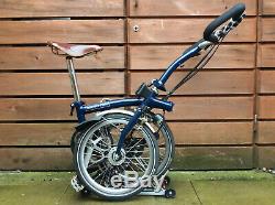 Brompton P-type P6r Blue Dynamo Carrier 6 Speed Folding Bike Worldwide Postage