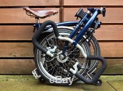 Brompton P-type P6r Blue Dynamo Carrier 6 Speed Folding Bike Worldwide Postage