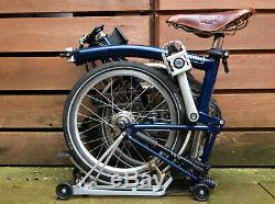 Brompton P-type P6r Blue Dynamo Carrier 6 Speed Folding Bike Worldwide Postage