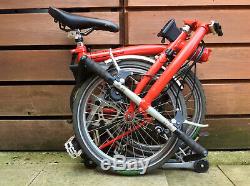 Brompton S6r Red Six Speed Rear Carrier Folding Bike Bicycle Worldwide Postage