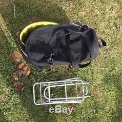 Brompton folding bike, 3 gear, black, carrier bag, pannier bag and rain cover