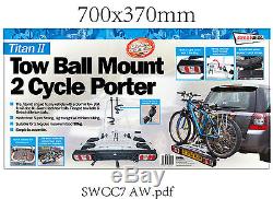 Car & 4x4 Tow Ball Fit 30kg 2 Bike Bicycle Travel Rack Carrier Life Guarantee