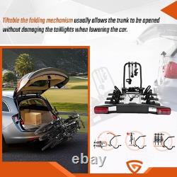 Car Electric Rear Bike Rack 3 Bicycle E Bike Carrier Tow Bar Foldable Lockable