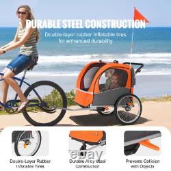 Child Bike Trailer Foldable 2 Seater Stroller Double Kids Carrier 100 lbs