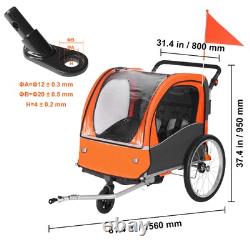 Child Bike Trailer Foldable 2 Seater Stroller Double Kids Carrier 100 lbs