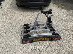 Cycle rack for 4 bikes, fits tow bar and provides electric hook up