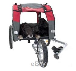 Dog Bike Trailer Pet Carrier Basket & Convertible Pushchair with 4 Viewing Windows