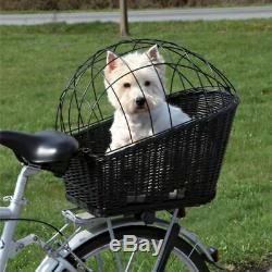 Dog Cycle Basket Pet Carrier Bike Pannier Rack Fixing Wicker Comfy Travel Cage