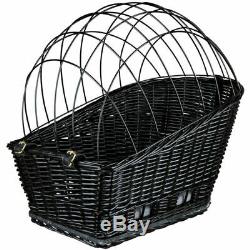 Dog Cycle Basket Pet Carrier Bike Pannier Rack Fixing Wicker Comfy Travel Cage