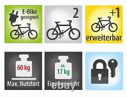 Eufab Bike Carrier Jake For 2 Bikes Expandable 60Kg E-Bike + License Plate
