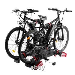 Foldable E-Bike Bicycle Carrier Electric 2 Bike Rear Rack Anti-Theft Taillight