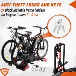 Foldable Electric 2 Bike Rack E-Bike Tow Ball Carrier + Keys + E-Mark Taillight