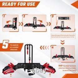Foldable Electric 2 Bike Rack E-Bike Tow Ball Carrier + Keys + E-Mark Taillight