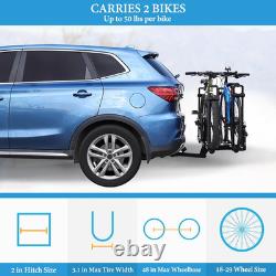Folding 2-Bike Hitch Mount Rack for Cars & SUVs Easy Bike Carrier