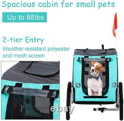 Folding Dog Bike Trailer Pet Cart Carrier for Bicycle Travel in Steel Frame New