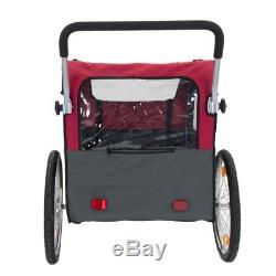 Folding Dog Bike Trailer Pushchair Steel Carrier Stroller Jogging Kit Pet Large