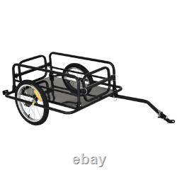 Folding Frame Bike Cargo Trailer Extra Bicycle Storage Carrier With Hitch-Black