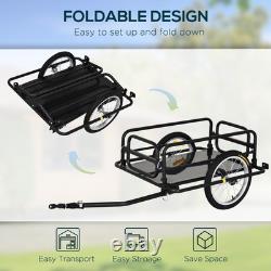 Folding Frame Bike Cargo Trailer Extra Bicycle Storage Carrier With Hitch-Black