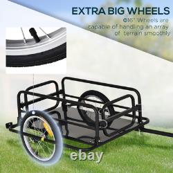 Folding Frame Bike Cargo Trailer Extra Bicycle Storage Carrier With Hitch-Black