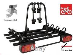 GIRO 4 Bike Rack Cycle Carrier 4 bikes Tow bar Mounted with Tilt 75kg black