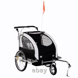 HOMCOM Bike Trailer 2-Seater for Bicycle Baby Child Carrier 2-Seater Black