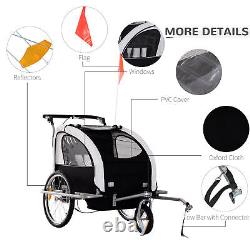 HOMCOM Bike Trailer 2-Seater for Bicycle Baby Child Carrier 2-Seater Black