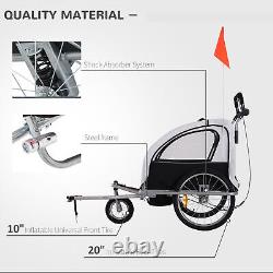 HOMCOM Bike Trailer 2-Seater for Bicycle Baby Child Carrier 2-Seater Black