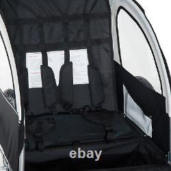 HOMCOM Bike Trailer 2-Seater for Bicycle Baby Child Carrier 2-Seater Black