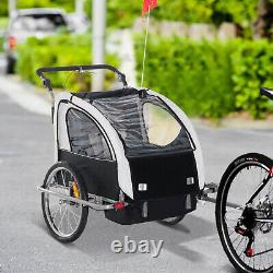 HOMCOM Bike Trailer 2-Seater for Bicycle Baby Child Carrier 2-Seater Black