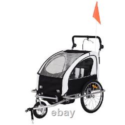 HOMCOM Bike Trailer 2-Seater for Bicycle Baby Child Carrier 2-Seater Black