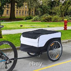 HOMCOM Folding Bicycle Storage Carrier Bike Trailer Cargo withHitch White & Black