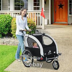 HOMCOM Multifunctional Baby Stroller Jogger Steel 2-Seater Child Bicycle Carrier