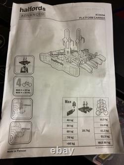 Halfords Advance 4 Bike Tow Bar Mount Cycle Car Rack foldable -Brand new in box