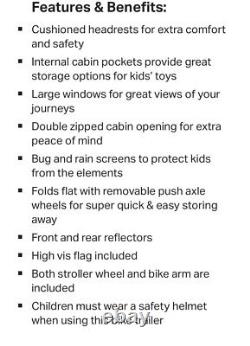 Halfords Advanced Double Bike Trailer Kids Carrier Including Stroller Kit NEW