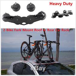 Heavy Duty 2-Bike Fork Mount Roof Auto Car SUV Rack Top Mounted Bicycle Carrier