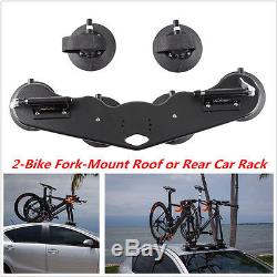 Heavy Duty 2-Bike Fork Mount Roof Car Rack Bicycle Carrier with Rear Wheel Straps