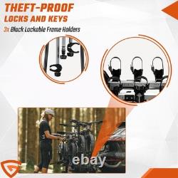 Heavy Duty Foldable E-Bike Carrier Electric 3 Bike Rack 60KG With E-Mark Taillight