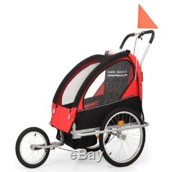 Jogger Children Bike Trailer Kid's Bicycle 2in1 Stroller Carrier Pushchair 40KG