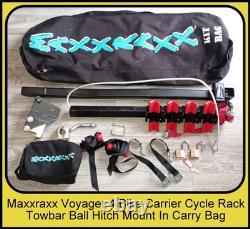 Maxxraxx Voyager 4 Bike Carrier Cycle Rack Towbar Ball Hitch Mount In Carry Bag