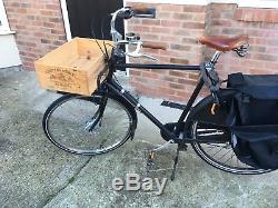 Mens Dutch Bike Large upright child carrier black Azor Opafiets