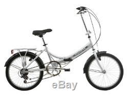 Mizani City Unisex 20 6 Speed Folding Bike Bicycle Silver Mudguards & Carrier